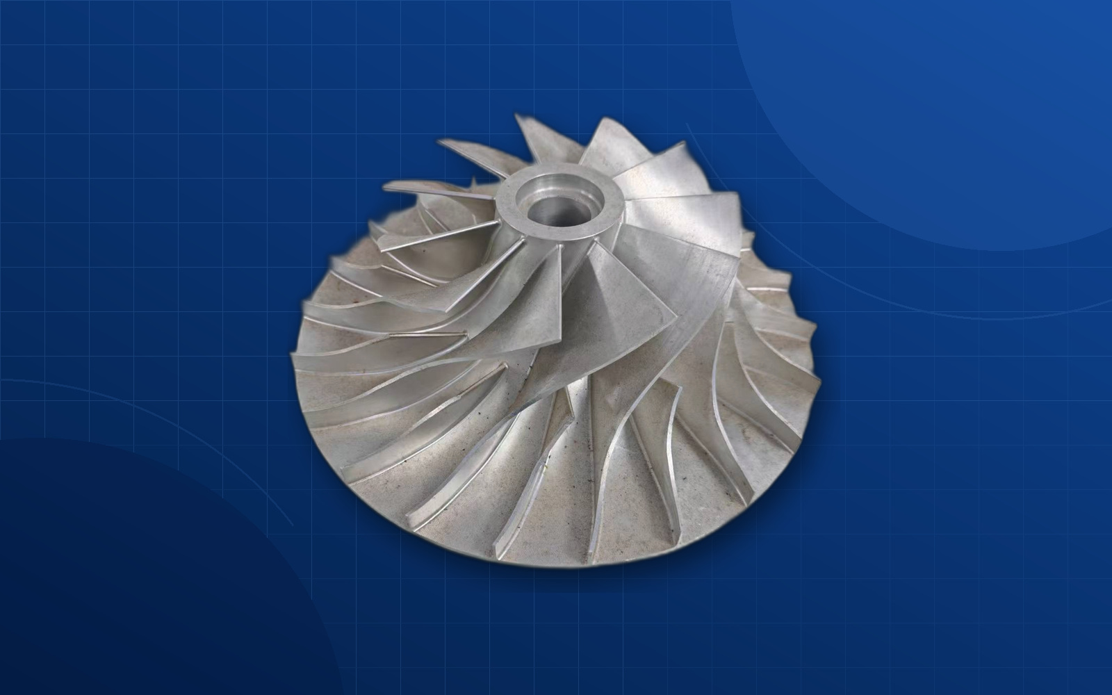 Deep blue background aerospace bracket or housing component