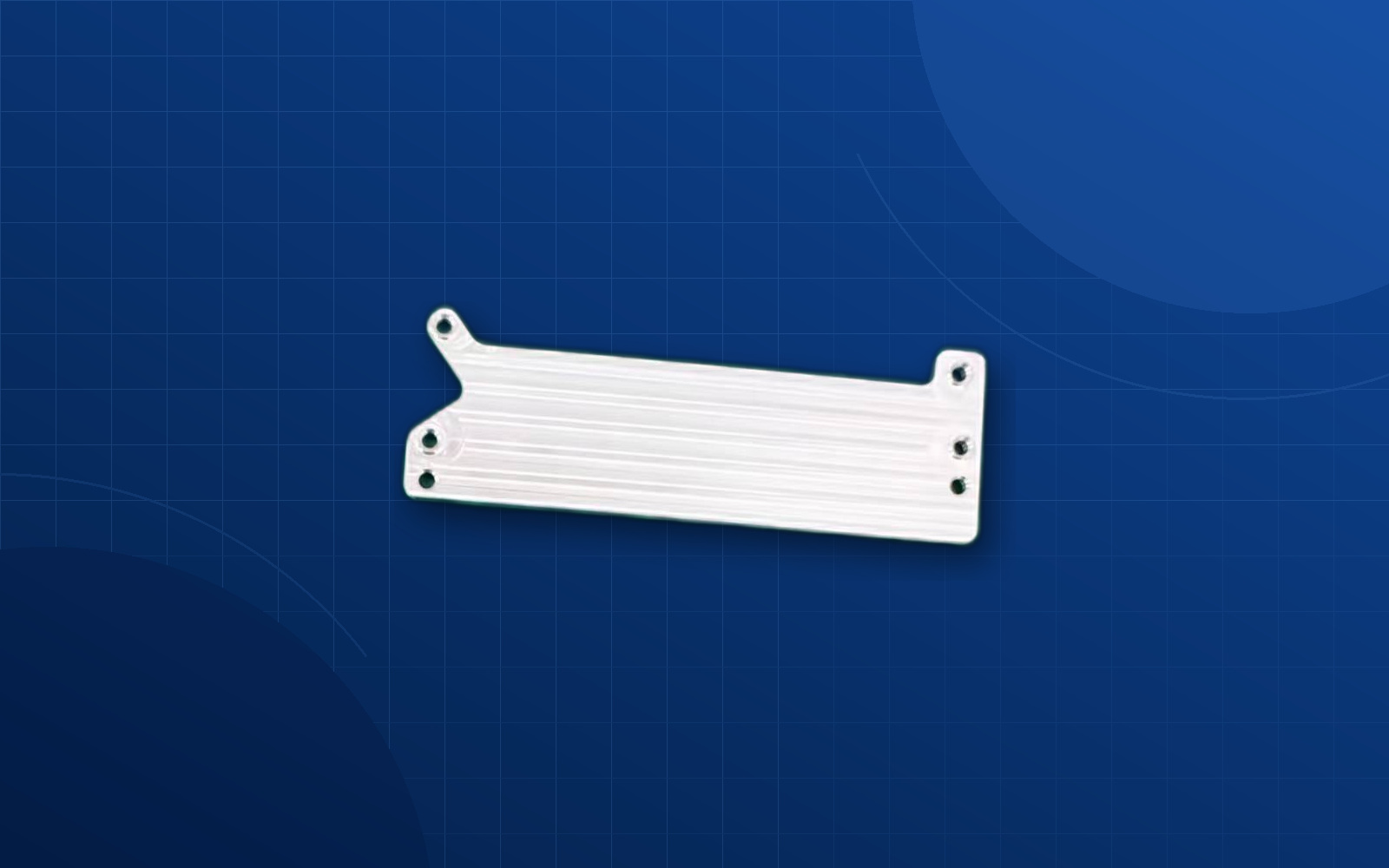 Deep blue background medical instrument machined component