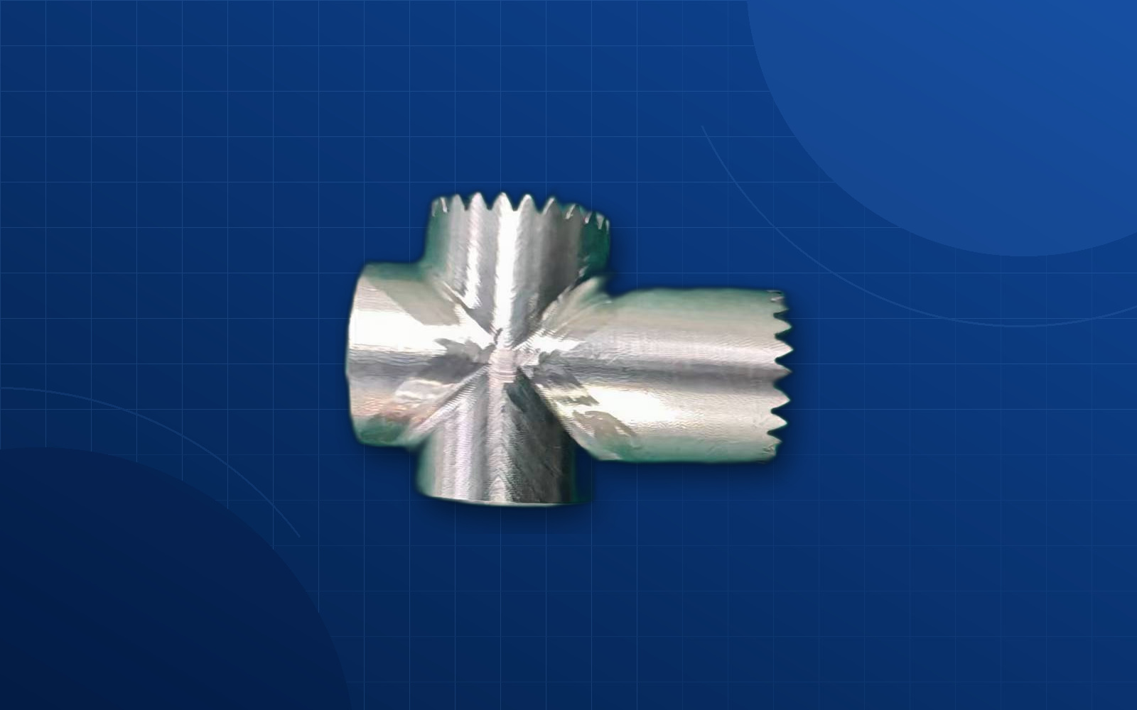 Deep blue background custom medical machined part