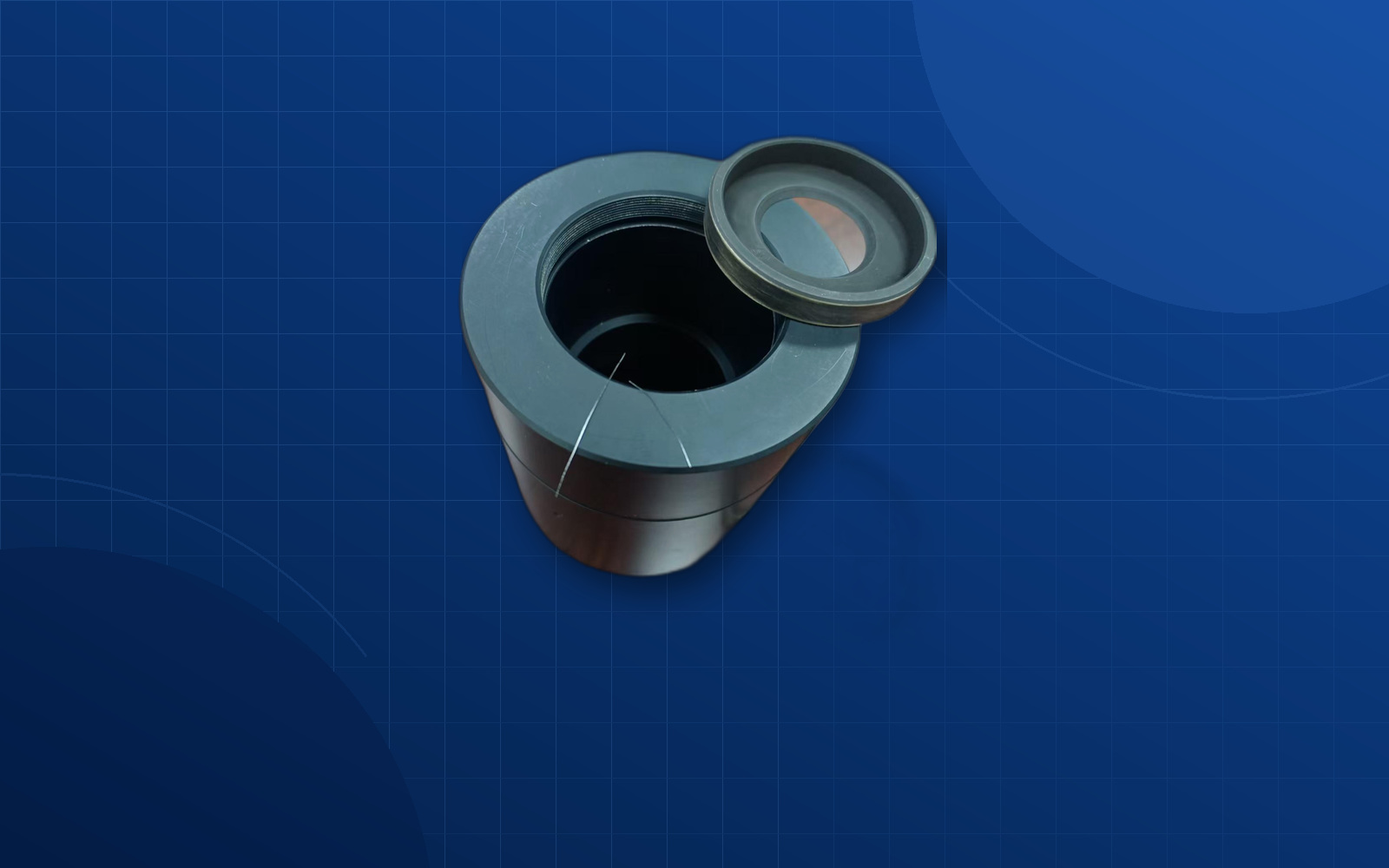 Deep blue background precision optical component