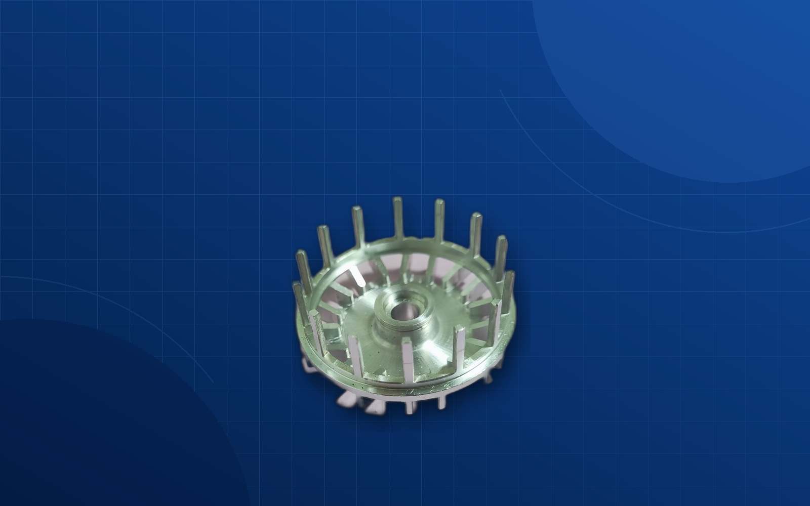 Deep blue background supplemental optoelectronics machined component